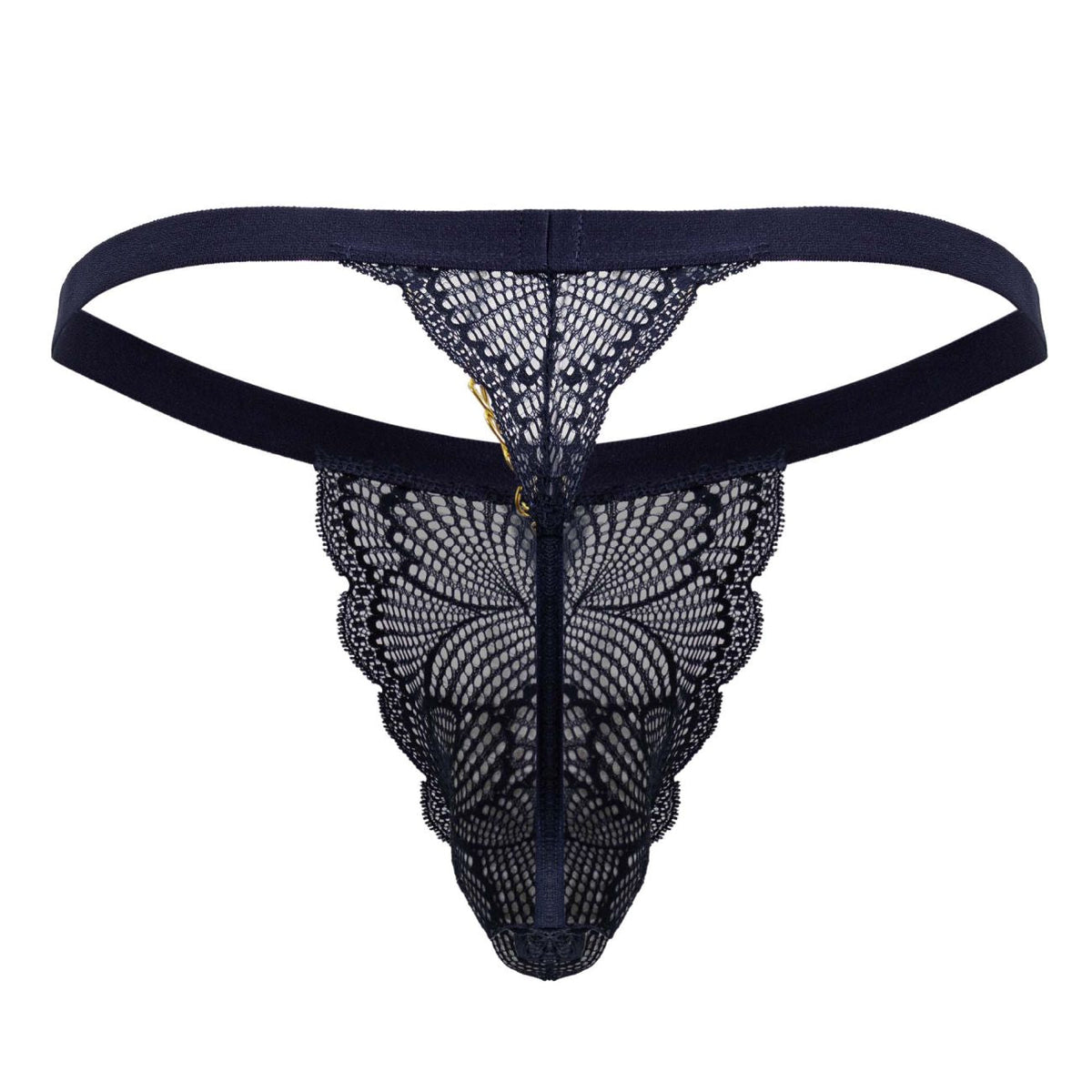 CandyMan Minimal Back Lace Thongs - Navy