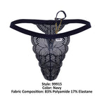 CandyMan Minimal Back Lace Thongs - Navy