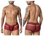 CandyMan Criss-Cross Lace Trunks - Burgundy