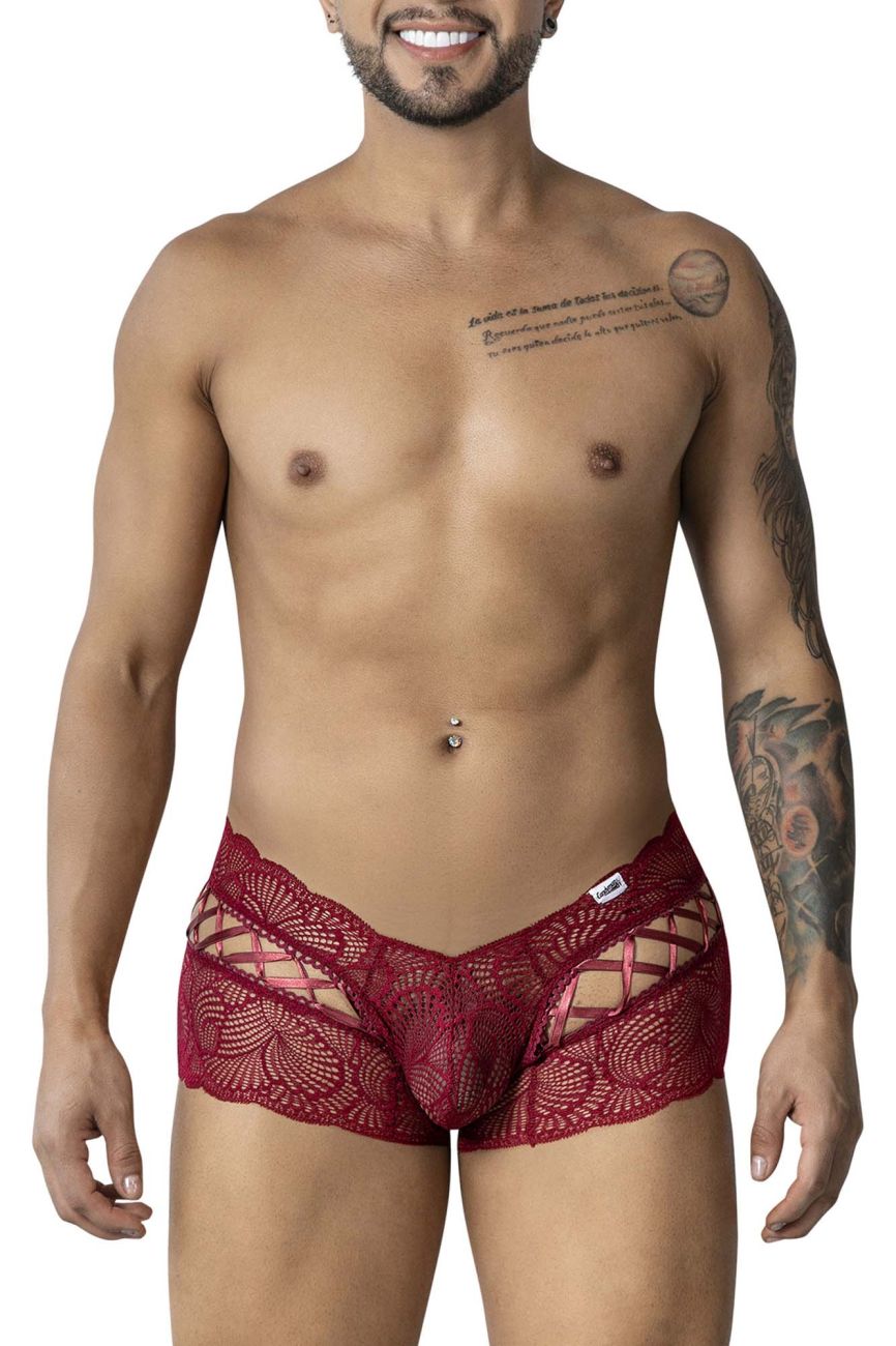 CandyMan Criss-Cross Lace Trunks - Burgundy