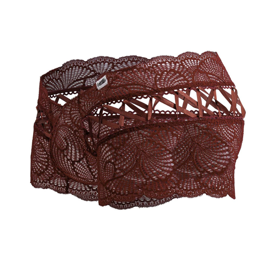 CandyMan Criss-Cross Lace Trunks - Burgundy