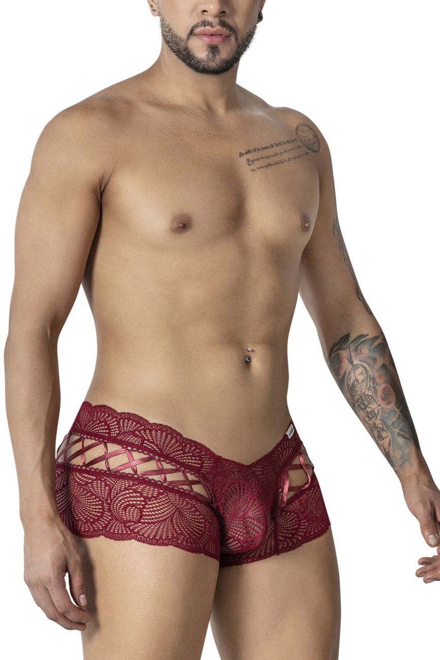 CandyMan Criss-Cross Lace Trunks - Burgundy