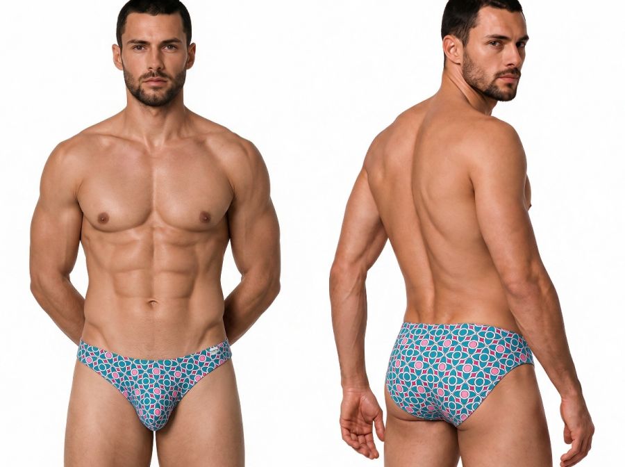 CandyMan Printed Bikini Briefs - Printed Blue