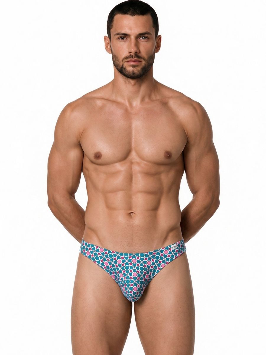 CandyMan Printed Bikini Briefs - Printed Blue