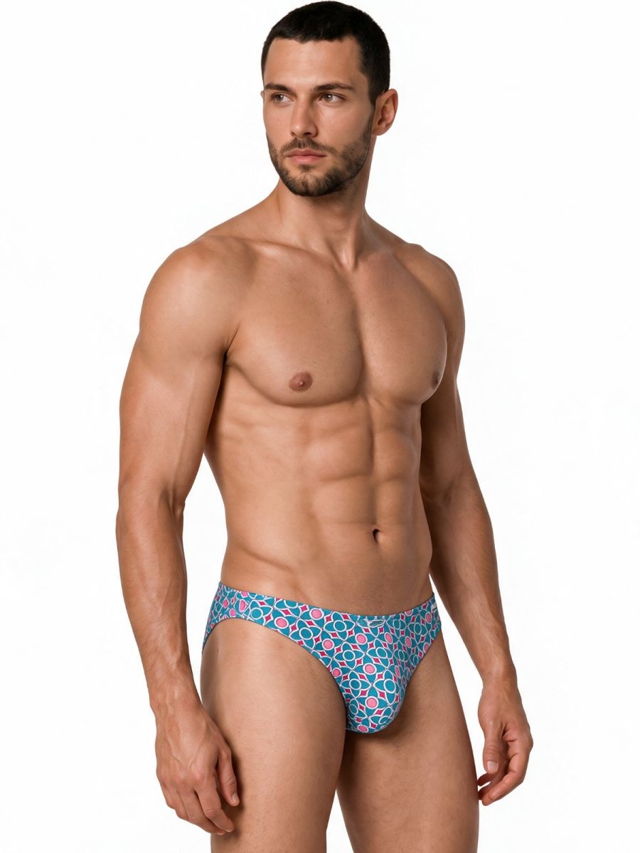 CandyMan Printed Bikini Briefs - Printed Blue