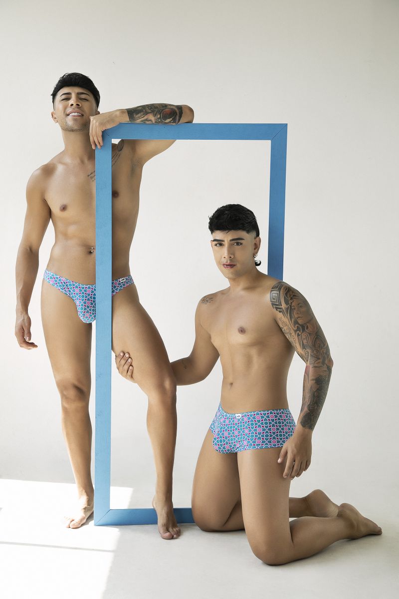 CandyMan Printed Bikini Briefs - Printed Blue