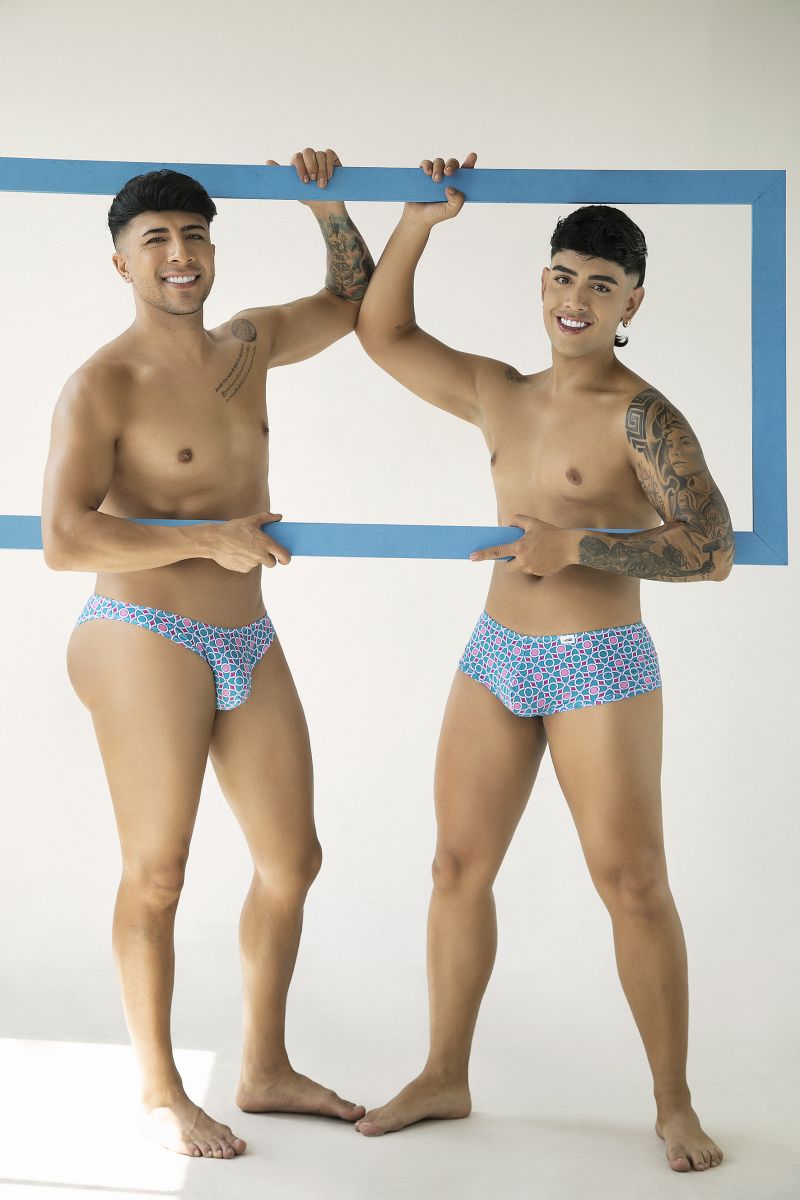 CandyMan Printed Bikini Briefs - Printed Blue