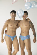 CandyMan Printed Bikini Briefs - Printed Blue