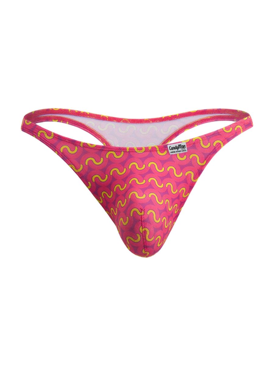 CandyMan Printed Thong - Printed Fuchsia