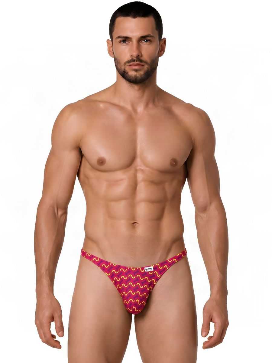 CandyMan Printed Thong - Printed Fuchsia