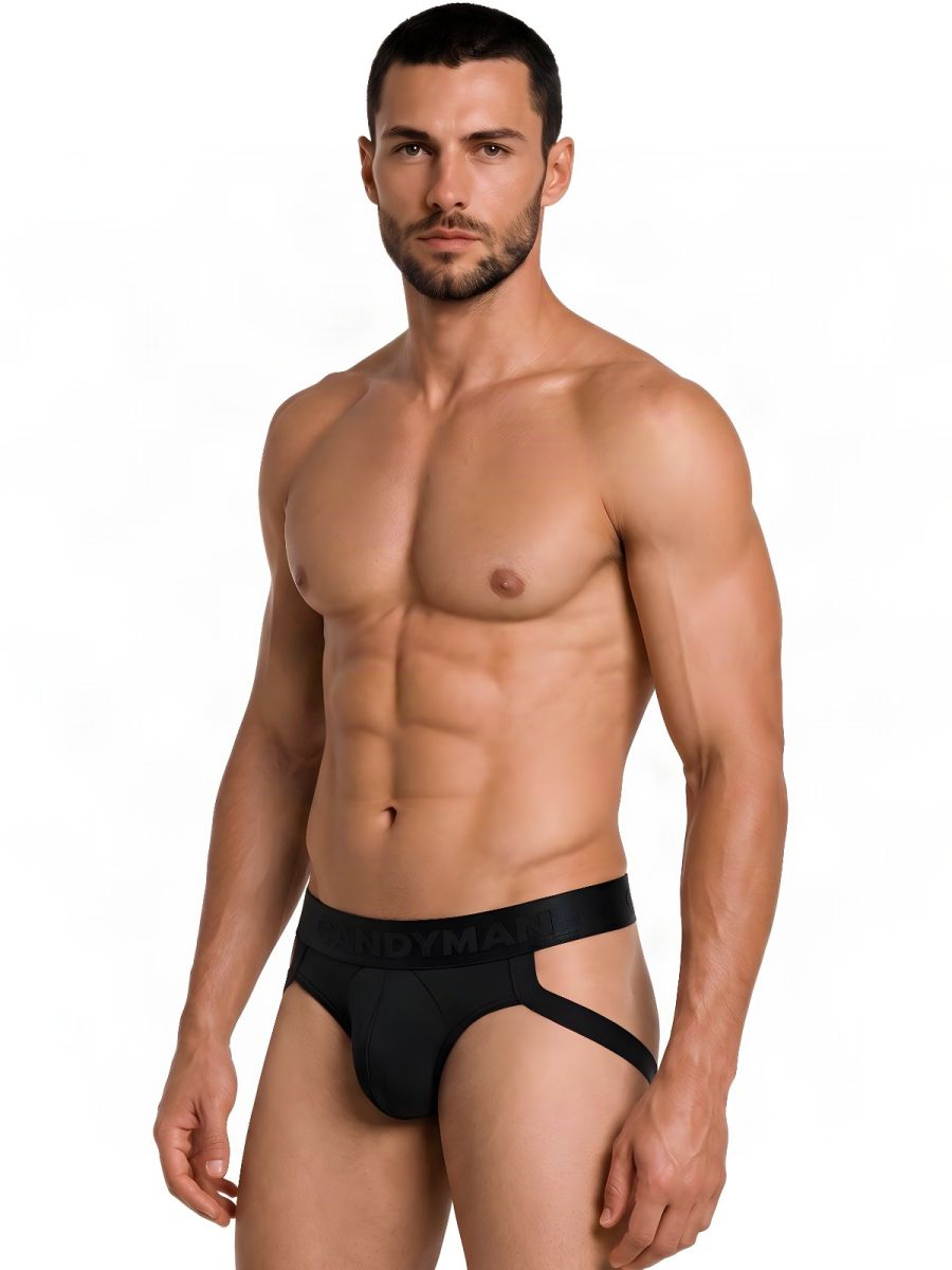 CandyMan Supportive Strappy Jockstrap - Black