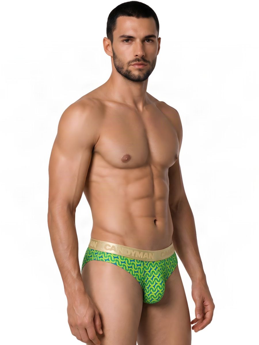 CandyMan Printed Briefs - Printed Green