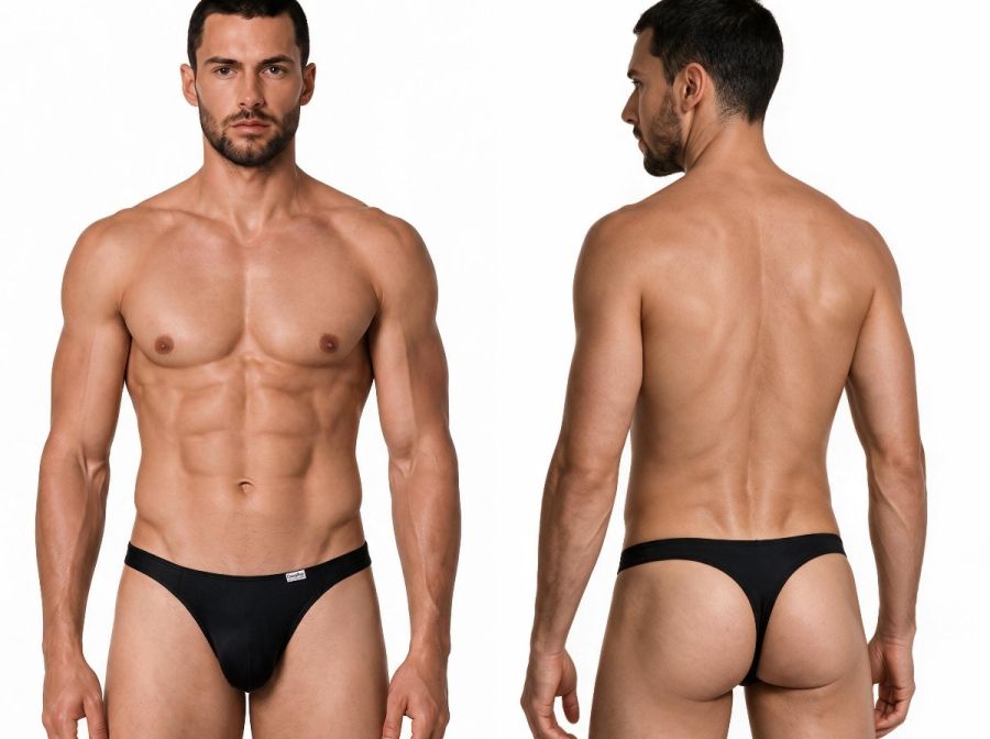 CandyMan Sleek Low Rise Thong - Black