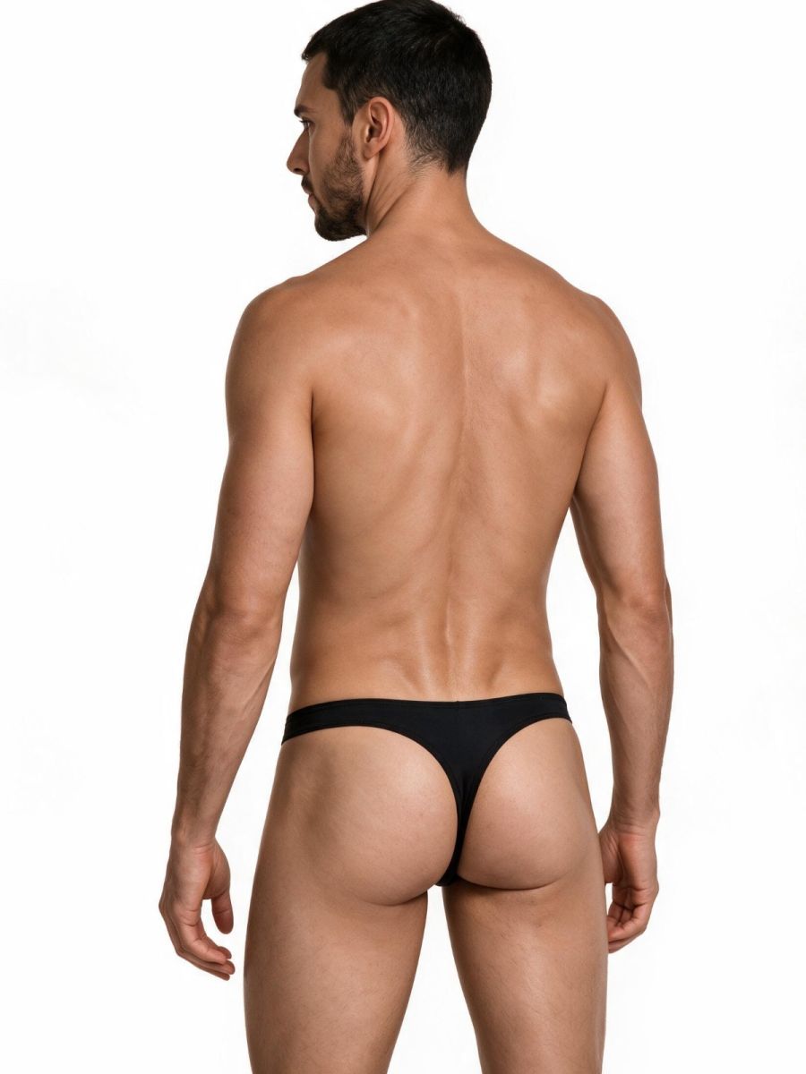 CandyMan Sleek Low Rise Thong - Black