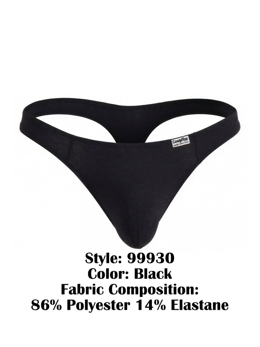 CandyMan Sleek Low Rise Thong - Black