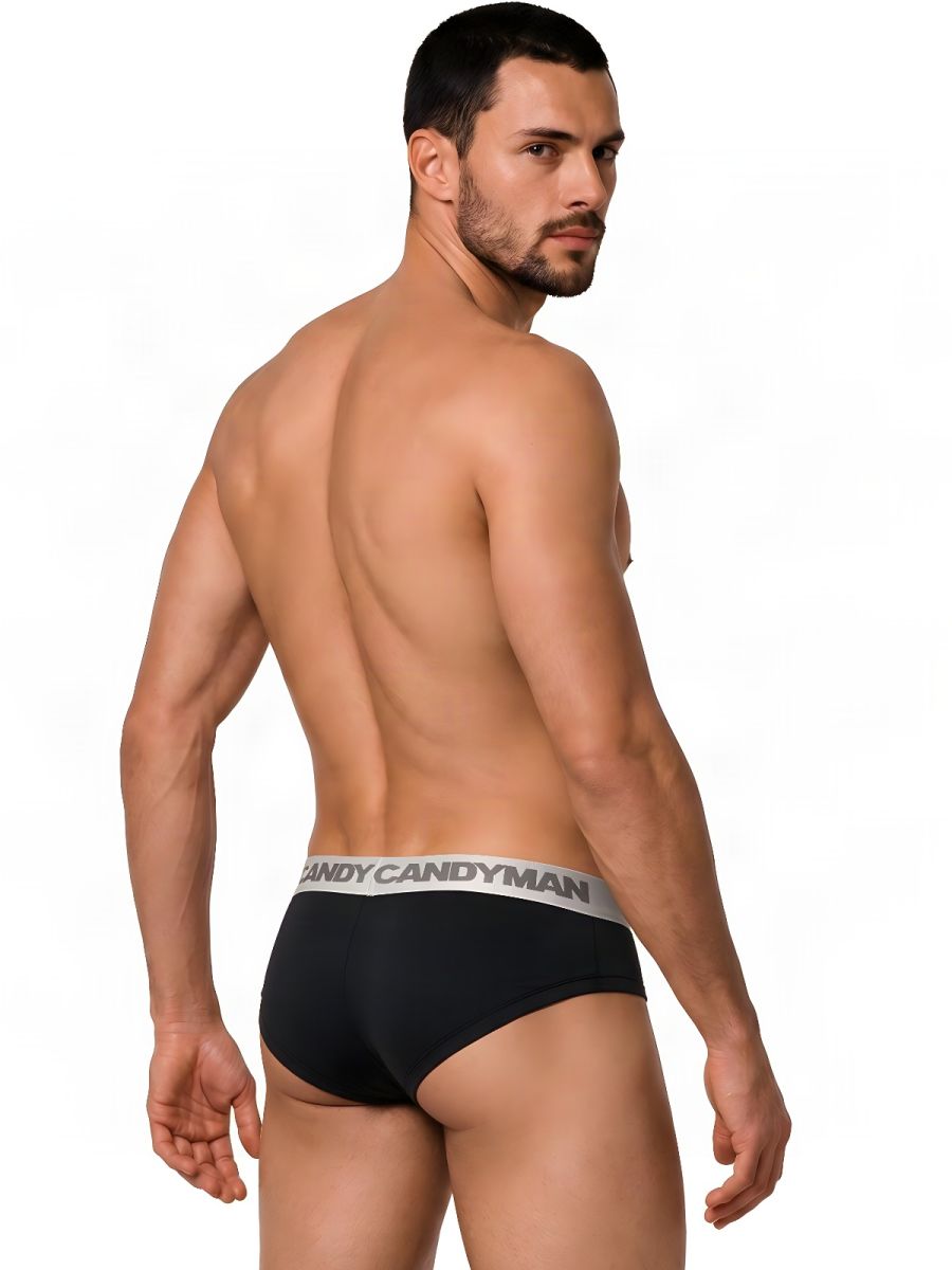 CandyMan Sleek Contour Briefs - Black-Silver