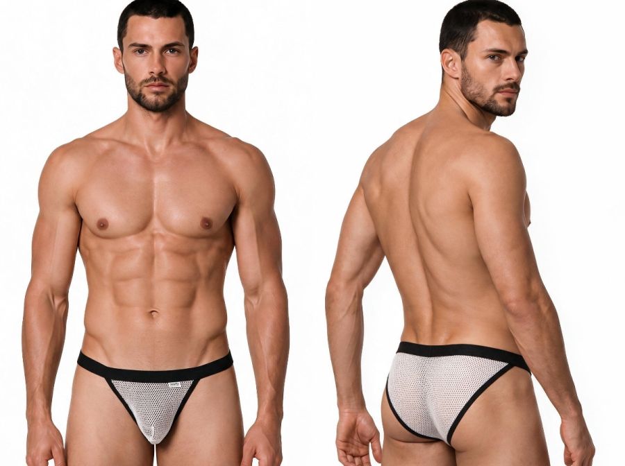CandyMan Seductive Mesh Bikini - White Mesh