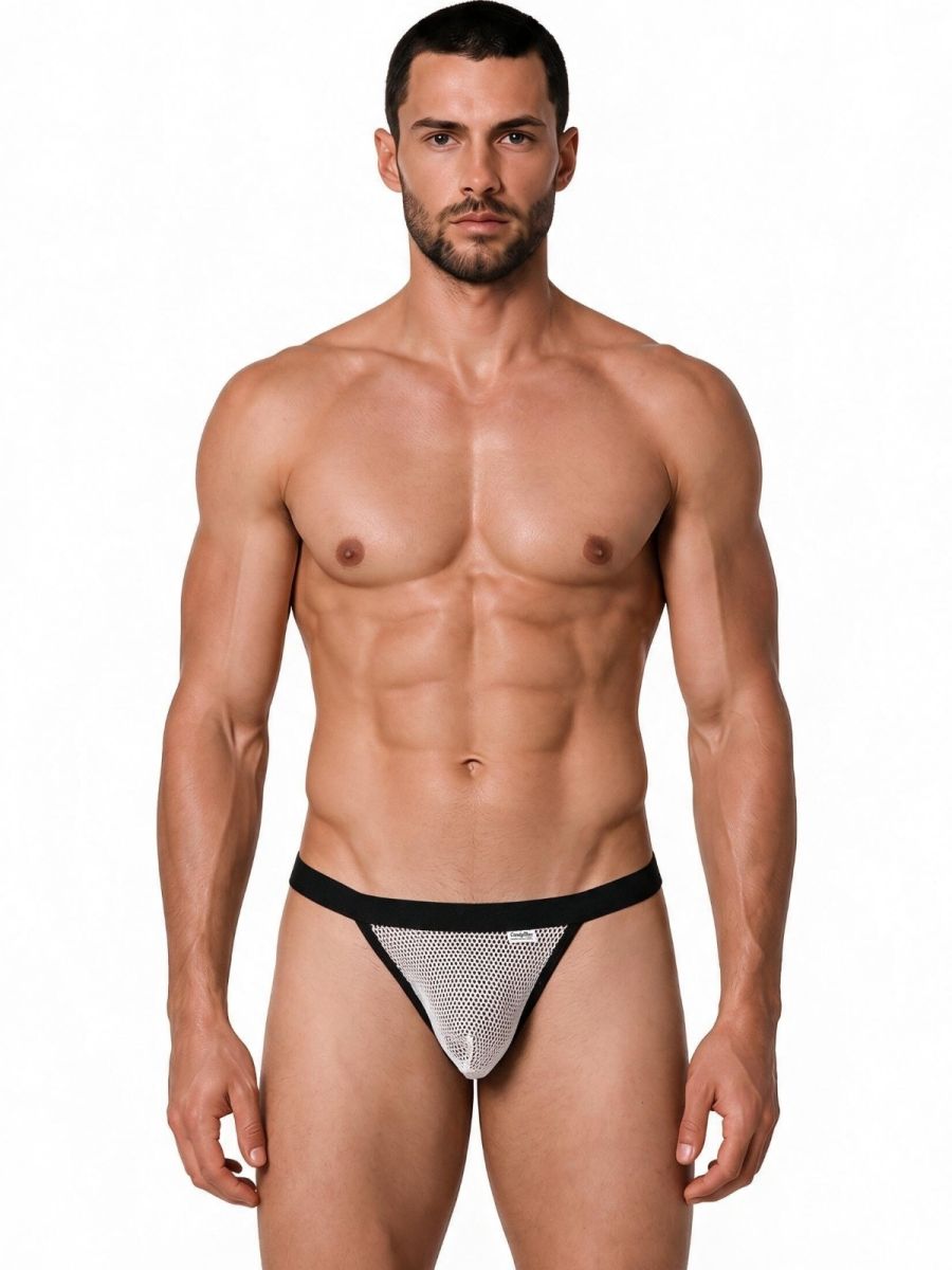 CandyMan Seductive Mesh Bikini - White Mesh