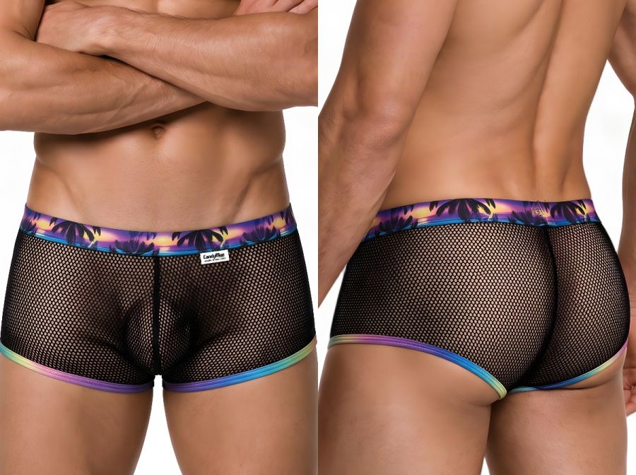 CandyMan Breathable Mesh Tropical Trunks - Black