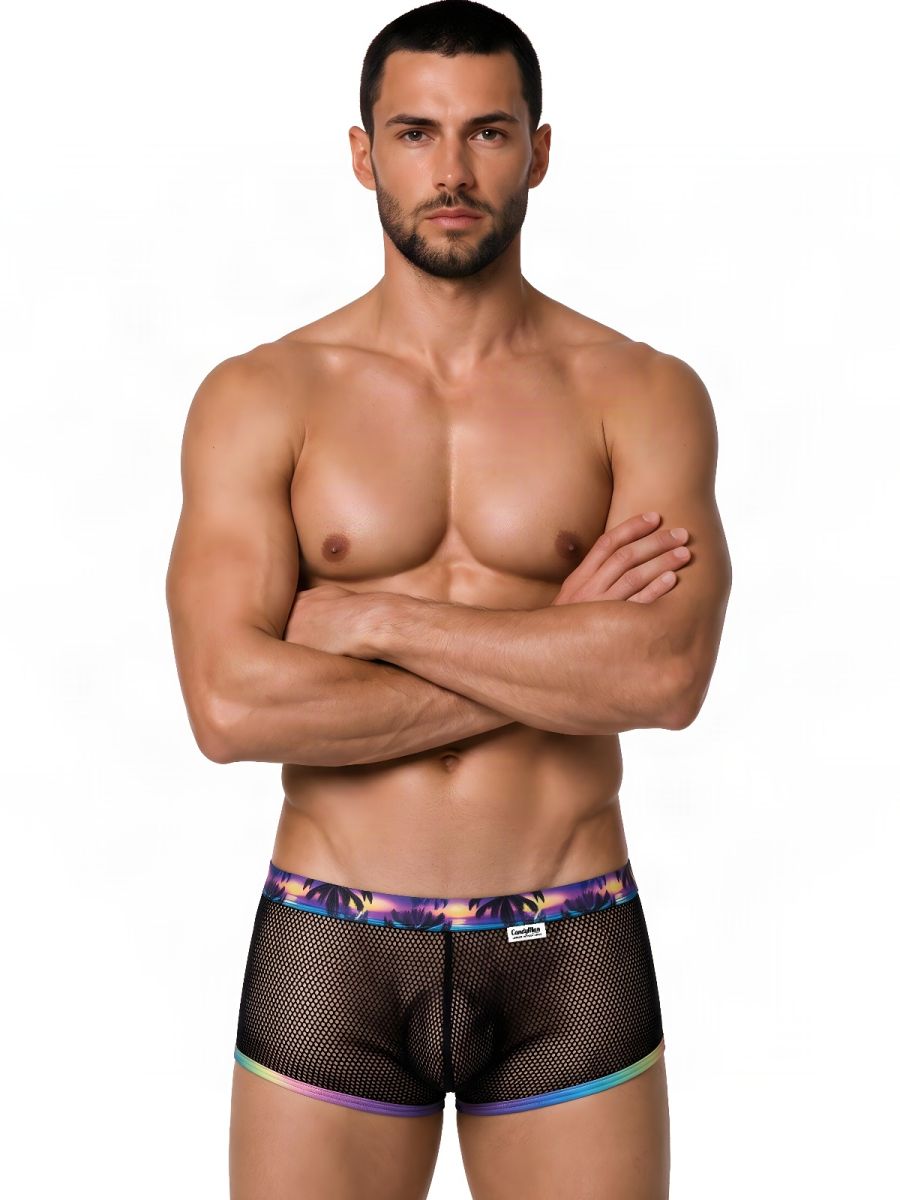 CandyMan Breathable Mesh Tropical Trunks - Black