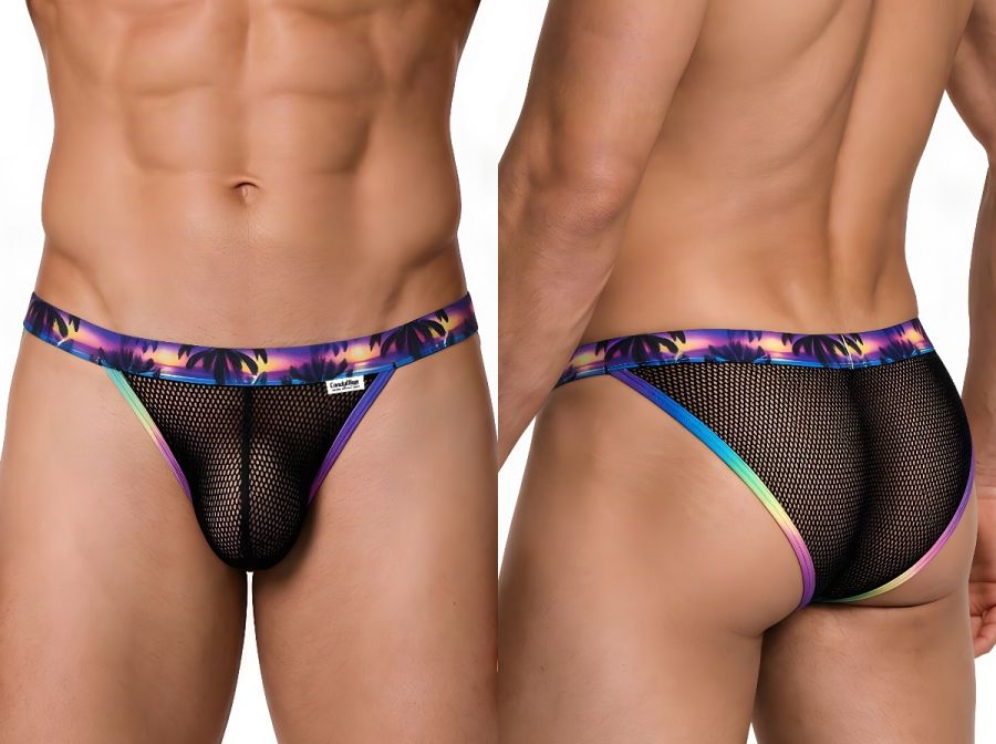 CandyMan Tropical Mesh Low Rise Briefs - Black