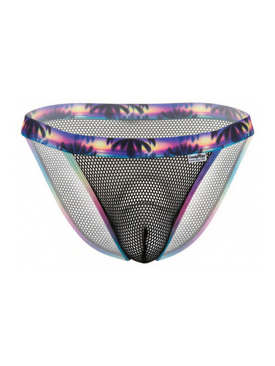 CandyMan Tropical Mesh Low Rise Briefs - Black