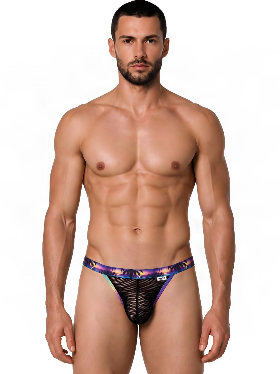 CandyMan Tropical Mesh Low Rise Briefs - Black