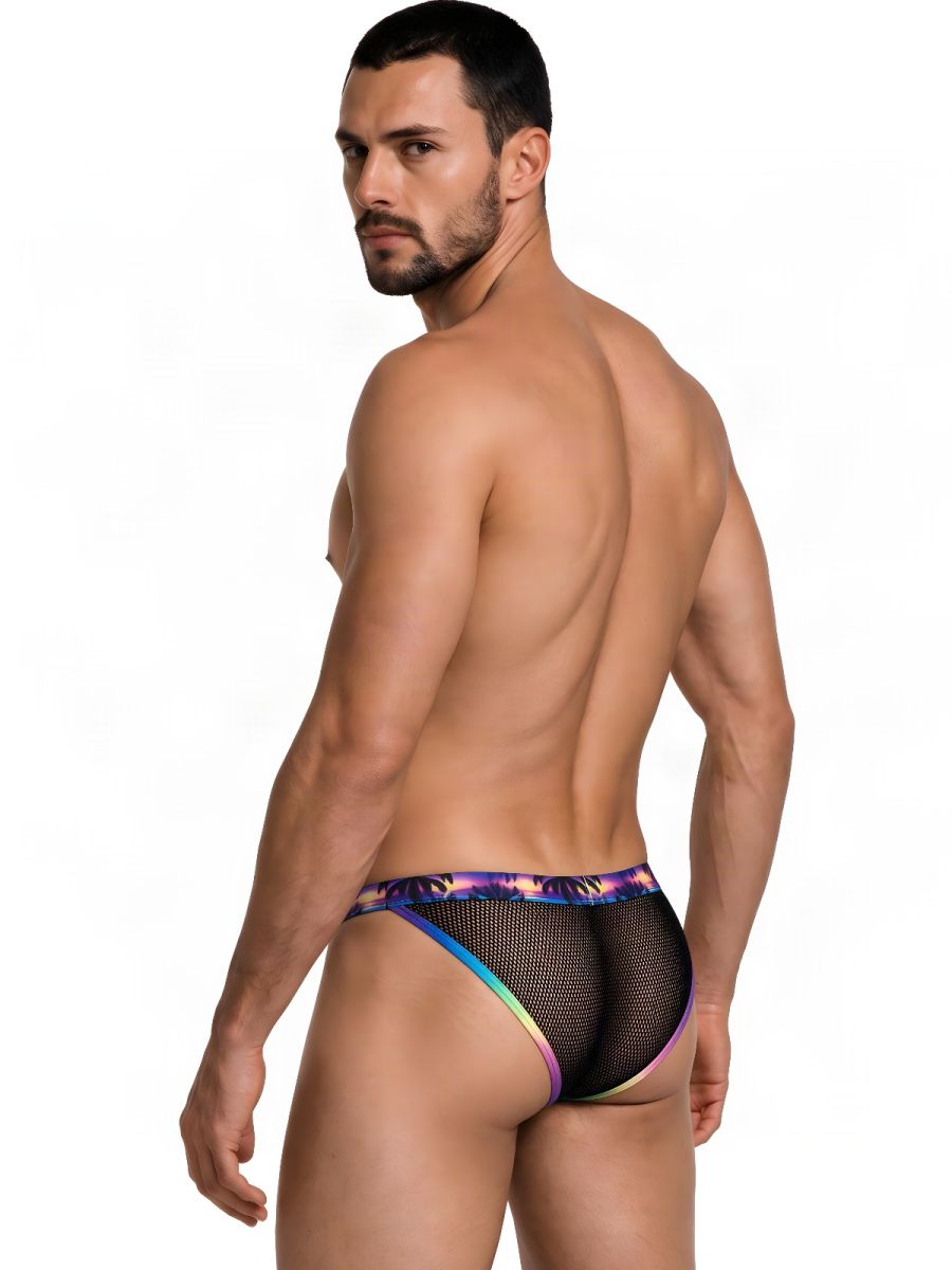 CandyMan Tropical Mesh Low Rise Briefs - Black