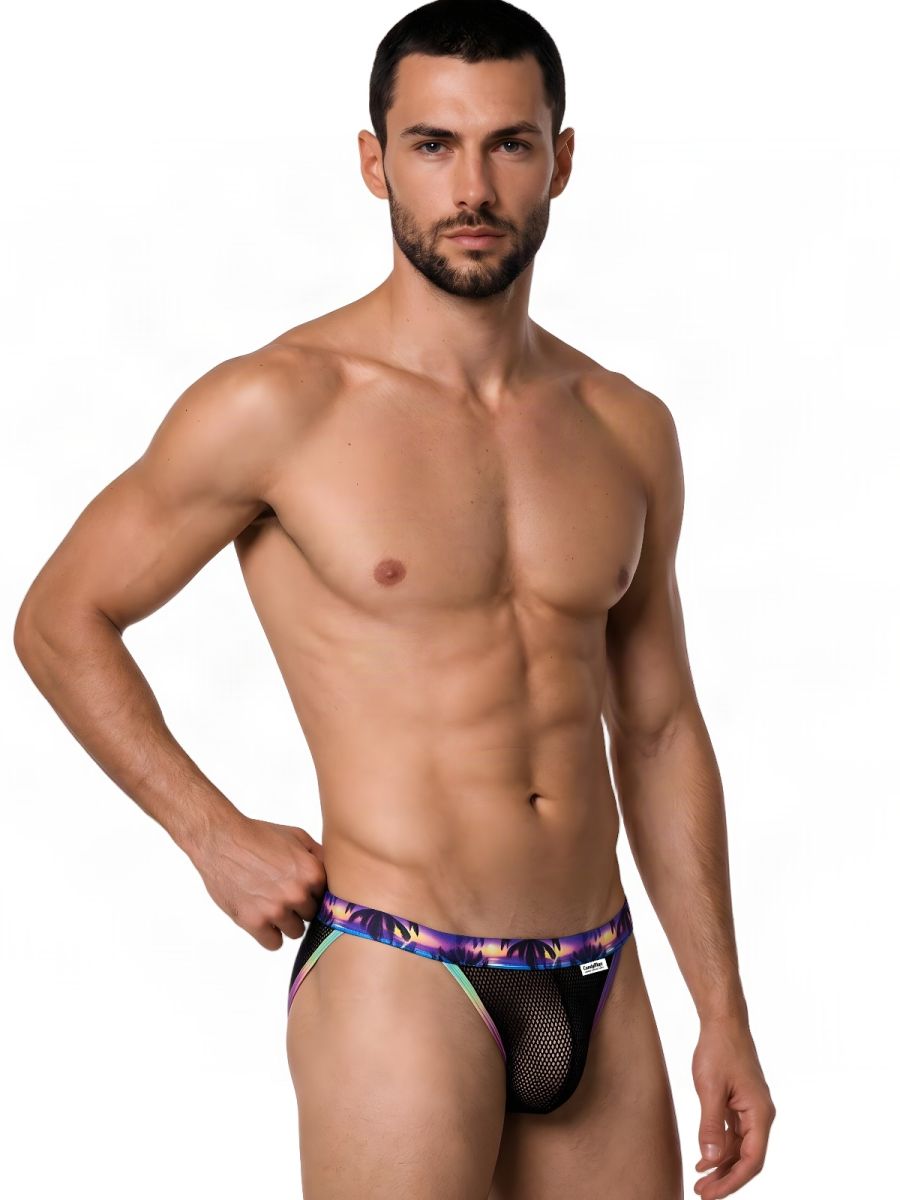 CandyMan Tropical Mesh Low Rise Briefs - Black