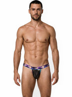 CandyMan Tropical Palm Print Thongs - Black