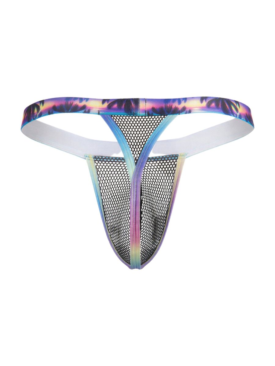 CandyMan Tropical Palm Print Thongs - Black