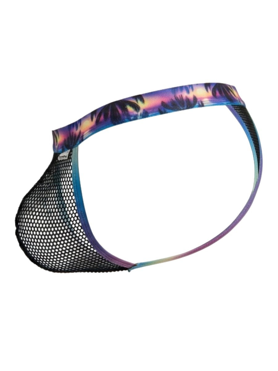 CandyMan Tropical Palm Print Thongs - Black