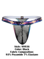 CandyMan Tropical Palm Print Thongs - Black