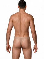 CandyMan Sheer Mesh Thongs - Beige Mesh