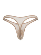 CandyMan Sheer Mesh Thongs - Beige Mesh