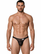 CandyMan Sheer Mesh Thongs - Black Mesh