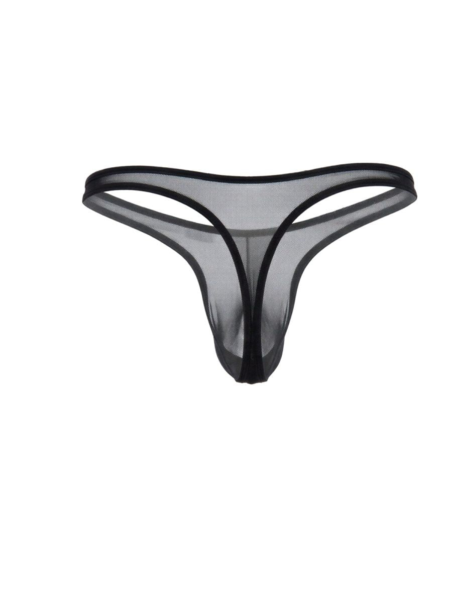 CandyMan Sheer Mesh Thongs - Black Mesh