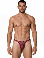 CandyMan Sheer Mesh Thongs - Burgundy Mesh