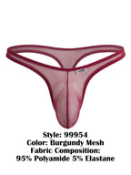 CandyMan Sheer Mesh Thongs - Burgundy Mesh