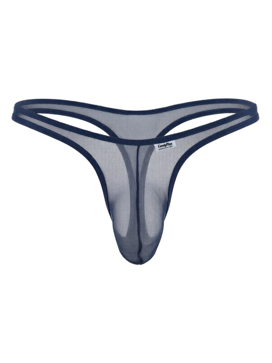 CandyMan Sheer Mesh Thongs - Navy Mesh