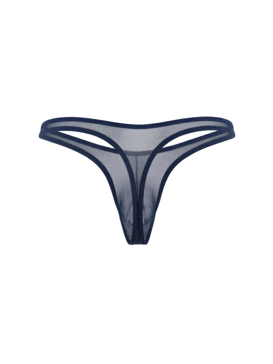 CandyMan Sheer Mesh Thongs - Navy Mesh