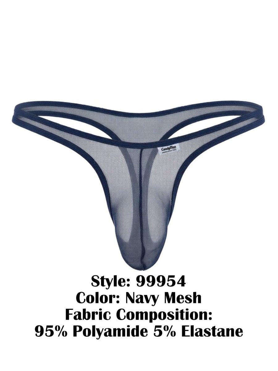 CandyMan Sheer Mesh Thongs - Navy Mesh