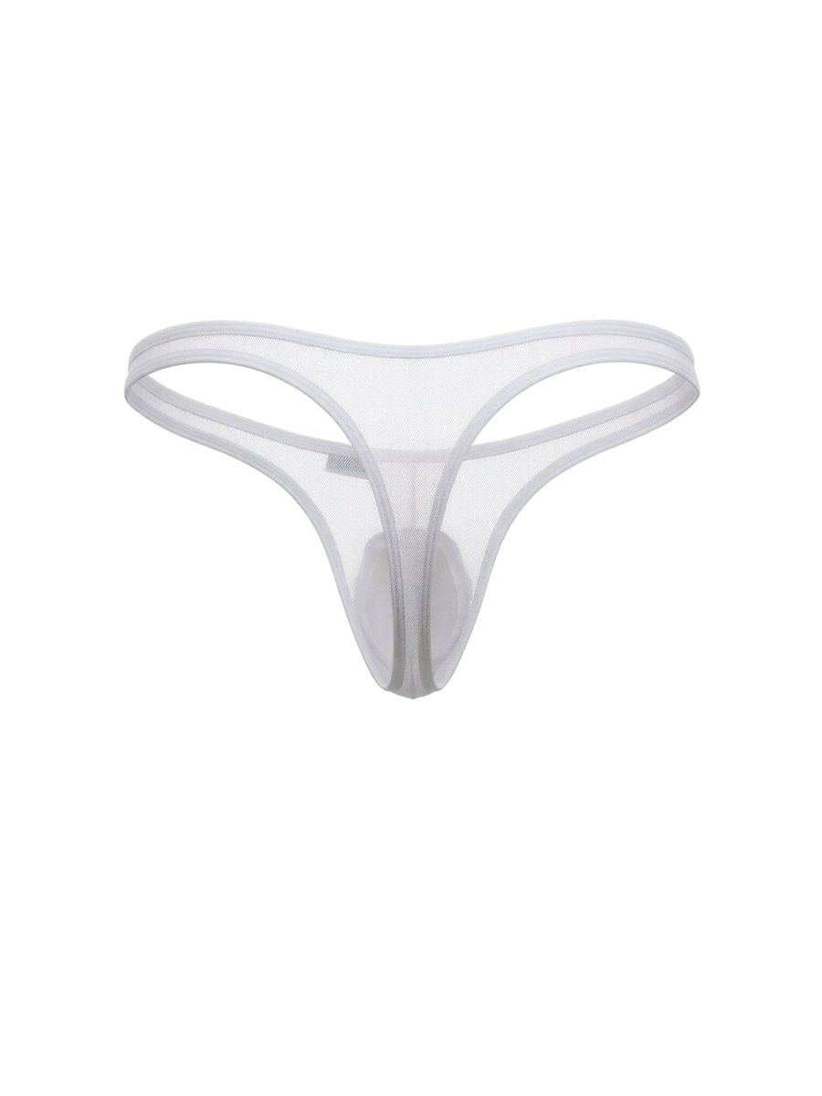 CandyMan Sheer Mesh Thongs - White Mesh