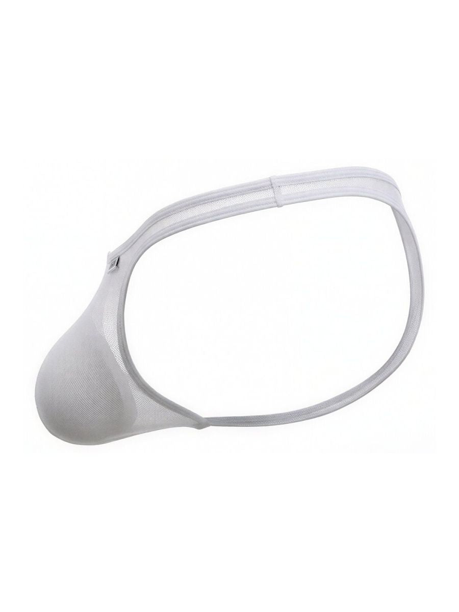 CandyMan Sheer Mesh Thongs - White Mesh