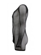 CandyMan Patterned Fishnet Long Sleeve Bodysuit - Black
