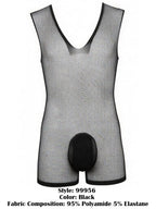 CandyMan Sheer Textured Mesh Lace-Up Bodysuit - Black