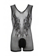 CandyMan Sheer Patterned Bodysuit - Black