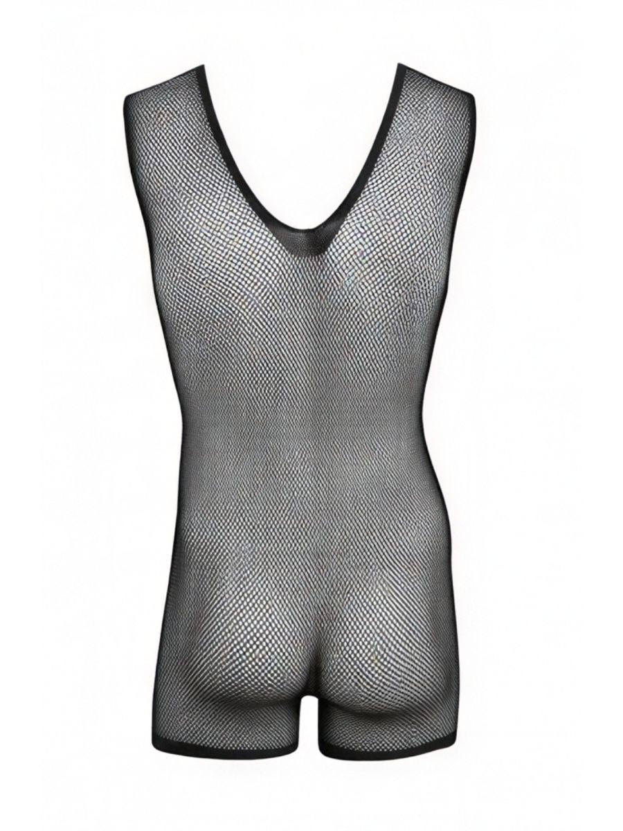 CandyMan Sheer Patterned Bodysuit - Black