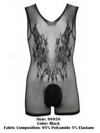 CandyMan Sheer Patterned Bodysuit - Black