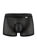 CandyMan Sheer Geometric Mesh Boxer Briefs - Black